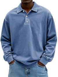 Robert | Herren Langarm Polo-Sweatshirt – Blau