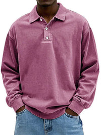 Robert | Herren Langarm Polo-Sweatshirt – Rosa