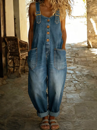 Rocio | Verstellbarer Schnallen-Jeansoverall – Jeansblau