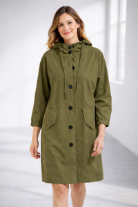 Ronja | Kapuzenjacke in Midi-Länge – Oliv