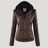 Ronja | Wetterfeste Kapuzen-Lederjacke – Braun