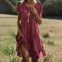Rosalie | Blumen Midikleid mit V-Ausschnitt – Rot