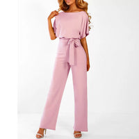 Rosalinde | Damen Jumpsuit Mit Weiten Beinen Und Gürtel – Rosa