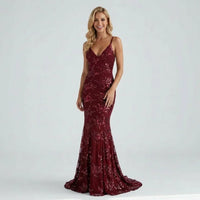 Alina | Damen Rückenfreies Festliches Kleid – Rot