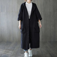 Übergroßer Wasserdichter Trenchcoat für Damen | Mit Taschen – Schwarz