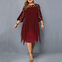 Cathryn - Stilvolles Midikleid für größere Größen – Weinrot