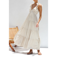 Serena - Sleeveless Maxikleid mit Rüschen – Beige