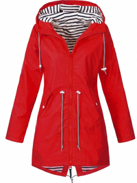 Sabrina | Eleganter wetterfester Regenmantel – Rot