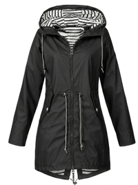 Sabrina | Eleganter wetterfester Regenmantel – Schwarz