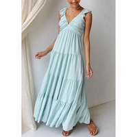 Serena - Sleeveless Maxikleid mit Rüschen – Himmel Blau