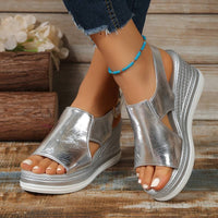 RENILDA - VERSTELLBARE ERGONOMISCHE KEILSANDALEN – Silber
