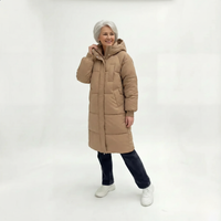 Sandra | Damen Klassische Lange Kapuze Daunenjacke – Beige