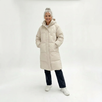 Sandra | Damen Klassische Lange Kapuze Daunenjacke – Weiß