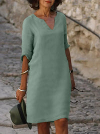 Helena | Elegantes V-Ausschnitt Kleid – Hellgrün