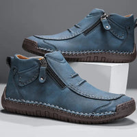 Saxon | Herren handgenähte Leder Knöchelschuhe – Blau