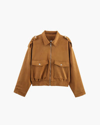 Naila | Suede Pilotjacke – Camel