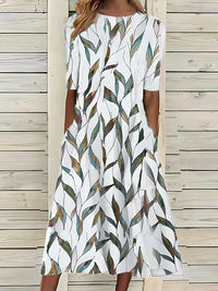 Sela | Florales Küsten-Midikleid – Grün