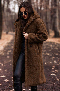 Selina | Damen Modische Kapuze Teddyjacke – Braun