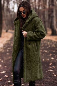 Selina | Damen Modische Kapuze Teddyjacke – Grün