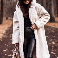 Selina | Damen Modische Kapuze Teddyjacke – Weiß