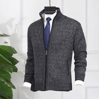 Klassische Strickjacke mit durchgehendem Reißverschluss für Männer – Dunkelgrau
