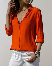 Marzia | Damen Lässig Hemd | Langarm – Orange