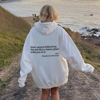 Silke | Damen Grafischer Oversized Hoodie – Weiß