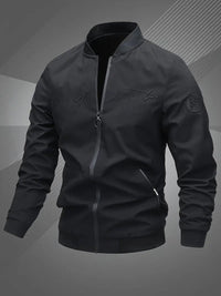 Simon | Herren Lässige College Bomberjacke – Schwarz