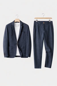 Simon | Herren Relaxtes Leinen Blazer Set – Blau