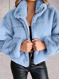 Kliah | Dicke und Warme Imitationsfell-Jacke mit Reißverschluss für Damen – S