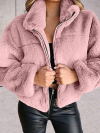 Eyasira | Warme und Kuschelige Kunstpelzjacke mit Reißverschluss – Rosa