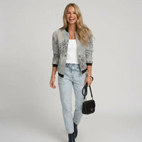 Barbara | Damen Lässiger Bomber Übergangsjacke – Grau