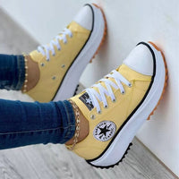 Sofia | Damen Trendige Schnürung Plateau Sneaker – Gelb