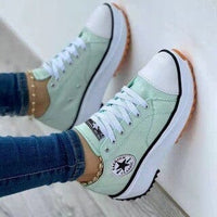 Sofia | Damen Trendige Schnürung Plateau Sneaker – Grün
