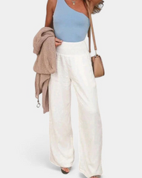 Sommerhose mit hoher Taille für Damen | Leichte – Weiß