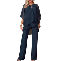 Sophia | Festlicher Chiffon-Hosenanzug – Marine