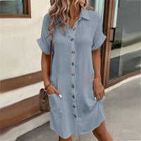 ELODIE - HEMDKLEID AUS BAUMWOLLE – Blau