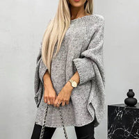 Grobstrickpullover Damen | Langer Ärmel Mit Bootsausschnitt – Grau