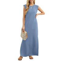 MERYEM - MAXIKLEID ÄRMELLOS GERADE UND LOCKER – Blau