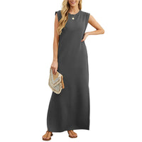 MERYEM - MAXIKLEID ÄRMELLOS GERADE UND LOCKER – Grau