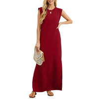 MERYEM - MAXIKLEID ÄRMELLOS GERADE UND LOCKER – Rot