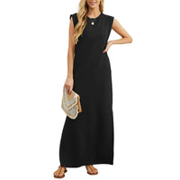MERYEM - MAXIKLEID ÄRMELLOS GERADE UND LOCKER – Schwarz