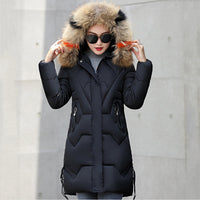 Meller | Damen Winter Pufferjacke mit Futter aus Kunstpelz an der Kapuze – Schwarz