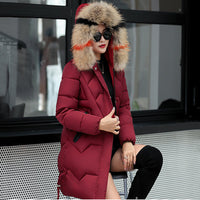 Meller | Damen Winter Pufferjacke mit Futter aus Kunstpelz an der Kapuze – Weinrot