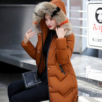 Meller | Damen Winter Pufferjacke mit Futter aus Kunstpelz an der Kapuze – Braun