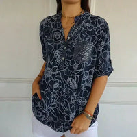 Comfina™ - Luftige Bluse mit Blumenmuster – Dunkel blau