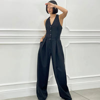 LORELEI - LANGER ÄRMELLOSER FIGURBETONTER JUMPSUIT – Schwarz