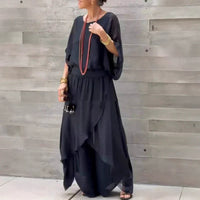 NADIRA - ASYMMETRISCHES BLUSE- UND HOSENSET – Schwarz