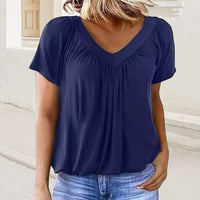 Lisbeth™ Schmeichelhaft Gefaltete Bluse – Blau