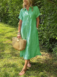 Isabelle | Gestreiftes Maxi-Kleid in Eleganz – Grün